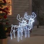 vidaXL Rennes de Noël avec têtes mobiles 2 Pièces Blanc froid 76x42x87 cm