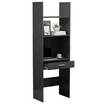 vidaXL Bibliothèque Gris brillant 60x35x180 cm Aggloméré