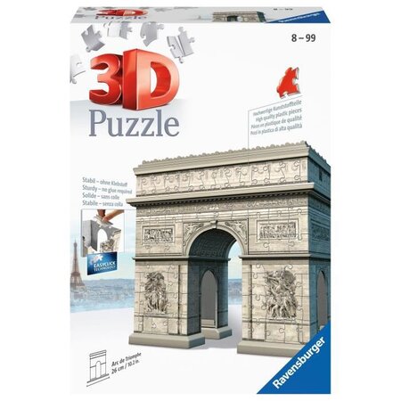 Puzzle 3d arc de triomphe - ravensburger - monument 216 pieces - sans colle - des 8 ans