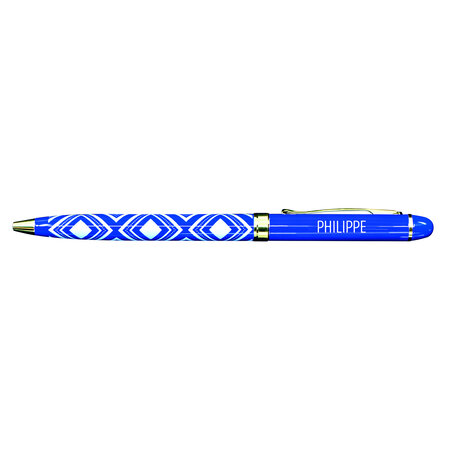 Stylo fin en métal laqué bleu - Philippe