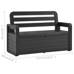 vidaXL Banc de rangement de jardin 132 5 cm Plastique Anthracite