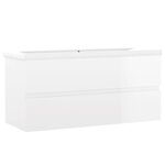 vidaXL Armoire d'évier avec lavabo intégré Blanc brillant Aggloméré