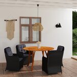 vidaXL Ensemble de salle à manger de jardin 5 Pièces Noir