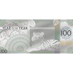 YEAR OF TIGER Foil argent Note 100 Togrog Mongolia 2022