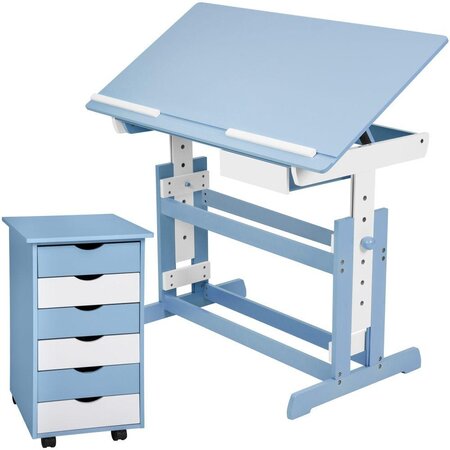 Bureau enfant avec caisson meuble bleu