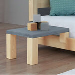 Table de chevet à fixer sur le lit - Gris et bois naturel - 33 x 32 x 41 cm