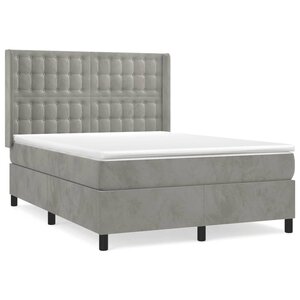 vidaXL Lit à sommier tapissier et matelas Gris clair 140x200cm Velours