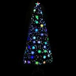 vidaXL Sapin de Noël et flocons de neige LED Noir 210 cm Fibre optique