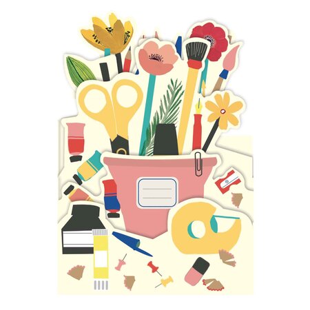 Carte pop up 3d pot à crayons - draeger paris