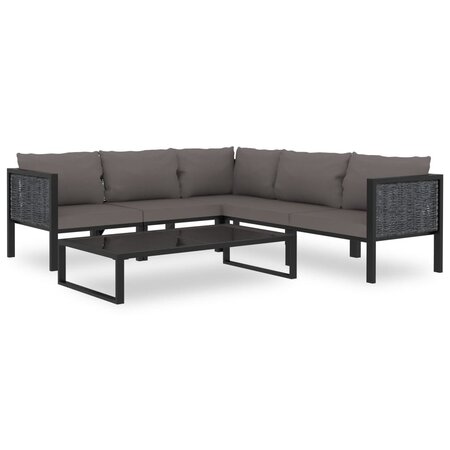 vidaXL Salon de jardin 6 Pièces avec coussins Résine tressée Anthracite