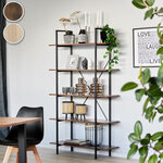 Tectake Etagère bibliothèque GLASGOW style industriel 106 x 34,5 x 179,5 cm - bois foncé industriel