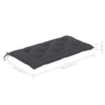 vidaXL Banc de jardin et coussin anthracite 112 cm Bois de teck massif