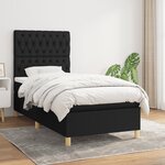 vidaXL Lit à sommier tapissier avec matelas Noir 100x200 cm Tissu