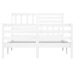 vidaXL Cadre de lit Blanc Bois massif 135x190 cm Double