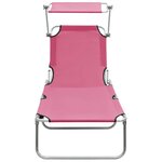 vidaXL Chaise longue pliable avec auvent Acier Rose magento