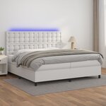 vidaXL Sommier tapissier et matelas et LED Blanc 200x200 cm Similicuir