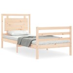vidaXL Cadre de lit avec tête de lit 90x200 cm bois massif