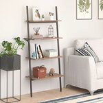 vidaXL Étagère inclinée à 4 niveaux Marron foncé et noir 64x34x150 5cm