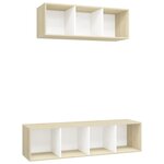 vidaXL Ensemble de meuble TV 2 Pièces Blanc et chêne sonoma Aggloméré