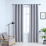 vidaXL Rideaux occultants avec anneaux en métal 2 Pièces Gris 140x175 cm