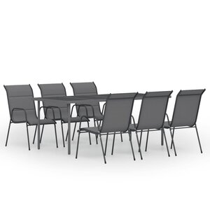 vidaXL Mobilier de salle à manger d'extérieur 7 Pièces Acier Anthracite