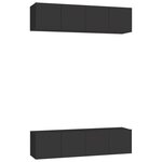 vidaXL Meubles TV 4 Pièces Noir 60x30x30 cm Aggloméré