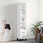 vidaXL Buffet haut Blanc brillant 34 5x34x180 cm Bois d'ingénierie