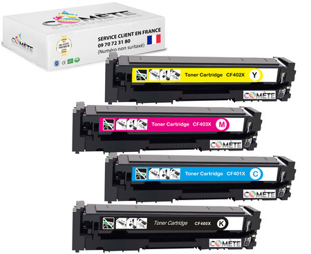 4 toners compatibles avec hp 201 cf400x b1c1m1y1