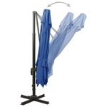 vidaXL Parasol déporté à double toit 300x300 cm Bleu azuré