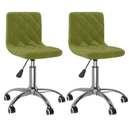 vidaXL Chaises pivotantes à manger lot de 2 vert clair velours