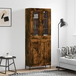vidaXL Buffet haut Chêne fumé 69 5x34x180 cm Bois d'ingénierie