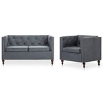 vidaXL Ensemble de canapés 2 Pièces Revêtement en tissu Gris