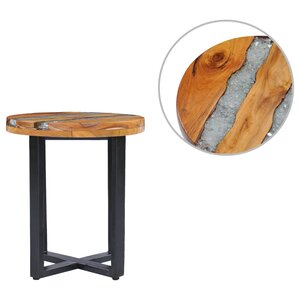 vidaXL Table basse 40 x 45 cm Bois de teck massif et polyrésine