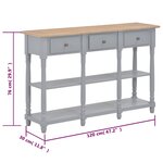 vidaXL Table console Gris 120x30x76 cm MDF