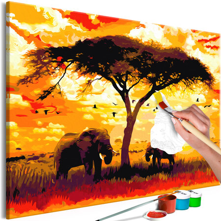 Tableau à peindre par soi-même - africa at sunset l x h en cm 120x80