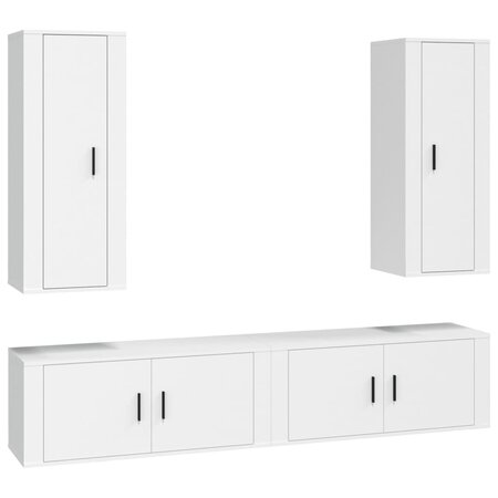 vidaXL Ensemble de meubles TV 4 Pièces Blanc Bois d'ingénierie