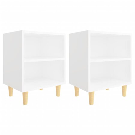 vidaXL Tables de chevet avec pieds en bois 2 Pièces Blanc 40x30x50 cm