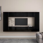 vidaXL Ensemble de meubles TV 8 Pièces Noir Aggloméré