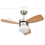 vidaXL Ventilateur de plafond lampe et télécommande 76 cm Marron clair