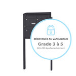 Bloc collectif Leabox 2x2  grade 3  simple face  extérieur  fixation sur pieds à sceller   gris anthracite ral 7016 finition brillante