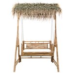 vidaXL Balancelle 2 places feuilles de palmier et coussin 202cm Bambou
