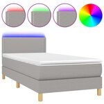 vidaXL Sommier tapissier avec matelas et LED Gris clair 90x200cm Tissu