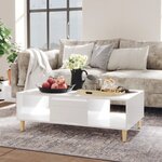 vidaXL Table basse Blanc brillant 103 5x60x35 cm Aggloméré