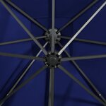 vidaXL Parasol déporté avec mât et lumières LED Bleu azur 300 cm