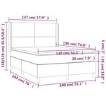 vidaXL Sommier tapissier matelas et LED Gris foncé 140x190 cm Velours