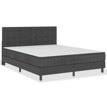vidaXL Sommier tapissier Gris foncé Tissu 160x200 cm