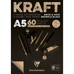 Bloc kraft noir a5 - 60 feuilles - 90g - clairefontaine