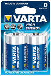 Blister de 2 piles alcalines 'high energy'  mono (d/lr20) varta