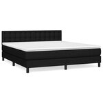 vidaXL Lit à sommier tapissier avec matelas Noir 160x200 cm Tissu