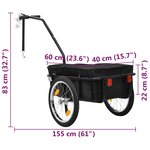 vidaXL Remorque de vélo/chariot à main 155x60x83 cm Acier Noir